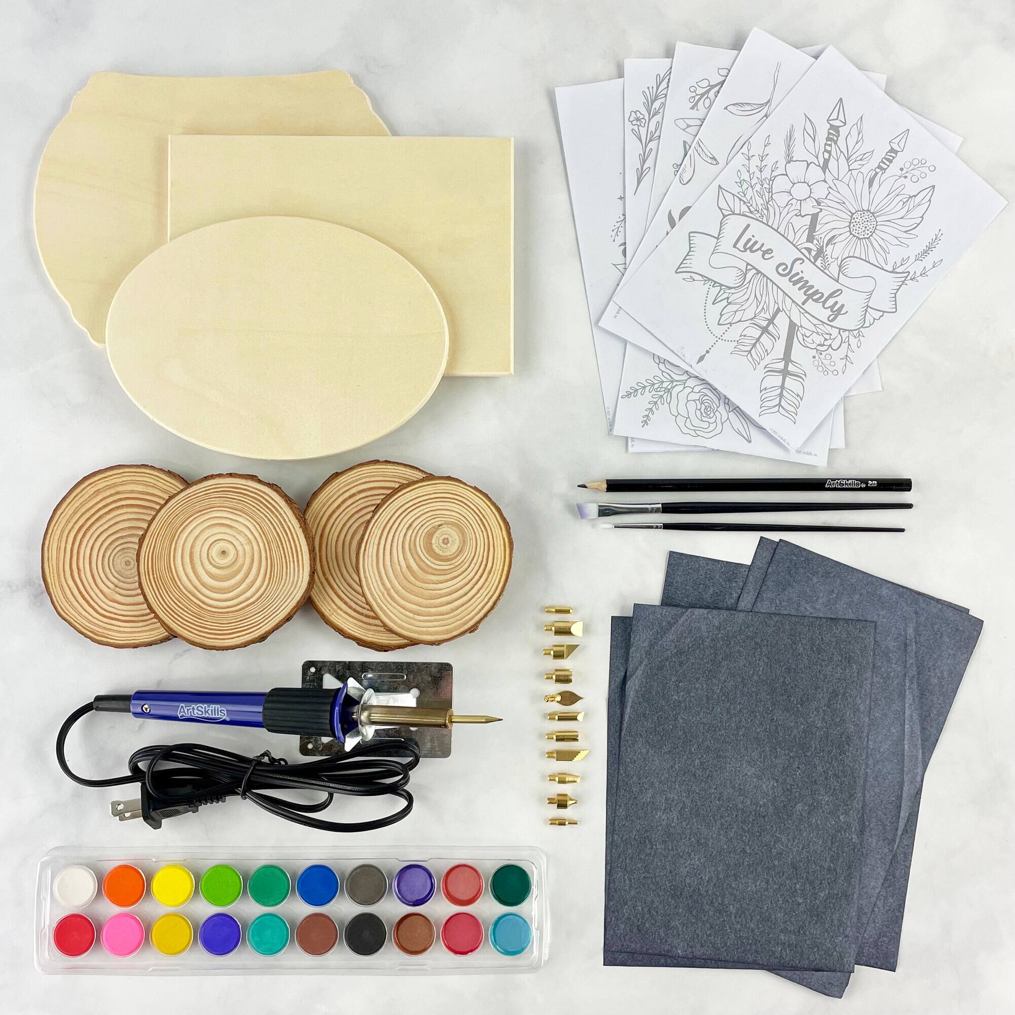 ArtSkills® 55 Piece Beginners Wood Burning Kit with Wood Rounds